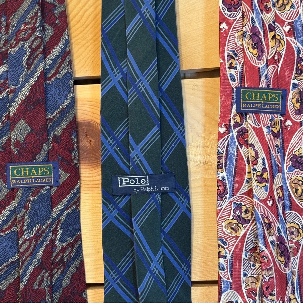 Ralph Lauren Vintage Men’s Silk Tie Lot Of 3 Chaps Polo Paisley Plaid - Picture 3 of 10